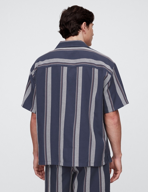 Boxy Texture-Stripe Vacay Shirt