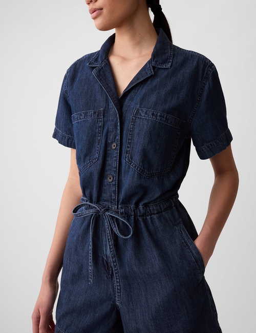 SS UTILITY ROMPER - MED JAFFREY DENIM