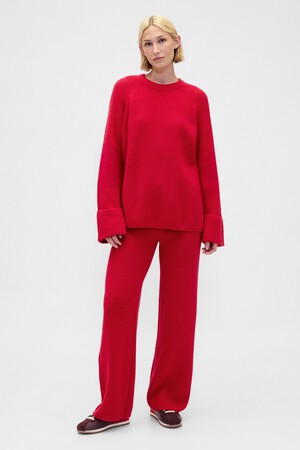 CashSoft Shaker-Stitch Sweater Pants