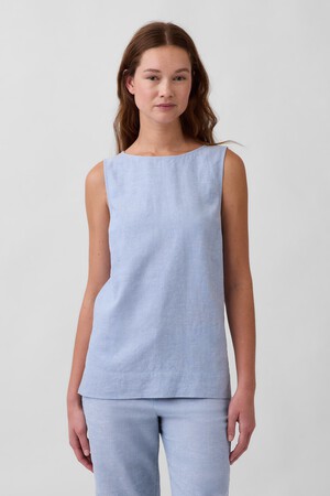 Linen-Blend Shell Tank Top
