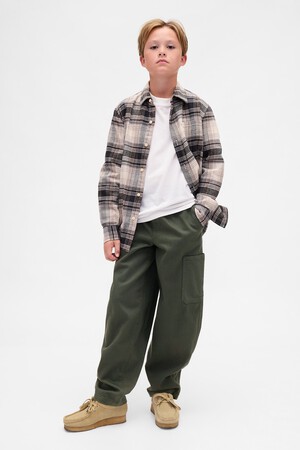 Kids Brushed Cargo Baggy Taper Pants