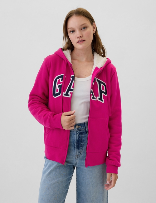 Relaxed Gap Logo Sherpa-Lined Zip Hoodie