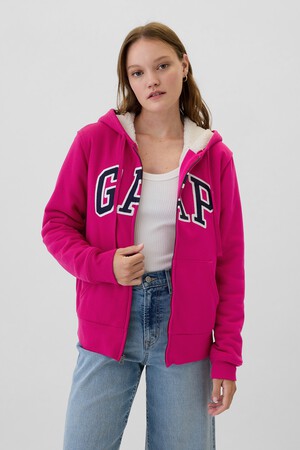 Relaxed Gap Logo Sherpa-Lined Zip Hoodie