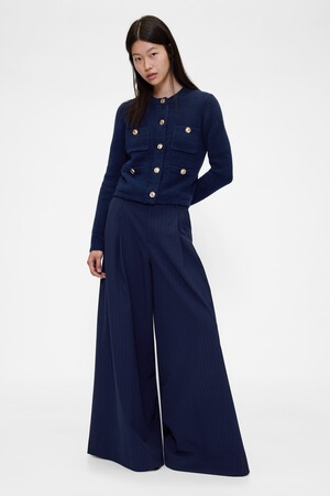 GAP STUDIO TROPICAL WOOL PINSTRIPE TAILORED PANT