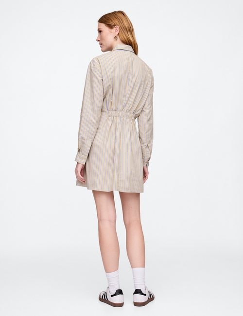 Stripe Poplin Mini Shirtdress