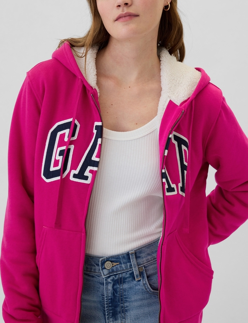 Relaxed Gap Logo Sherpa-Lined Zip Hoodie