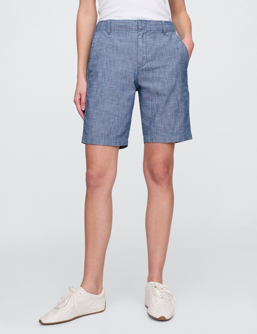 9" High Rise Chambray Downtown Bermuda Shorts