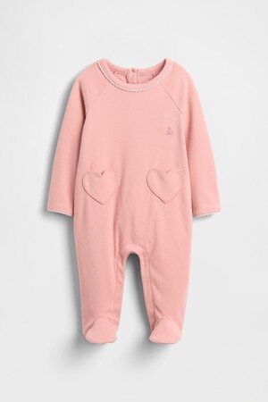 Baby Softspun Heart Pocket Footed One-Piece