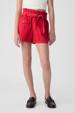 Kids High Rise Paperbag Denim Shorts