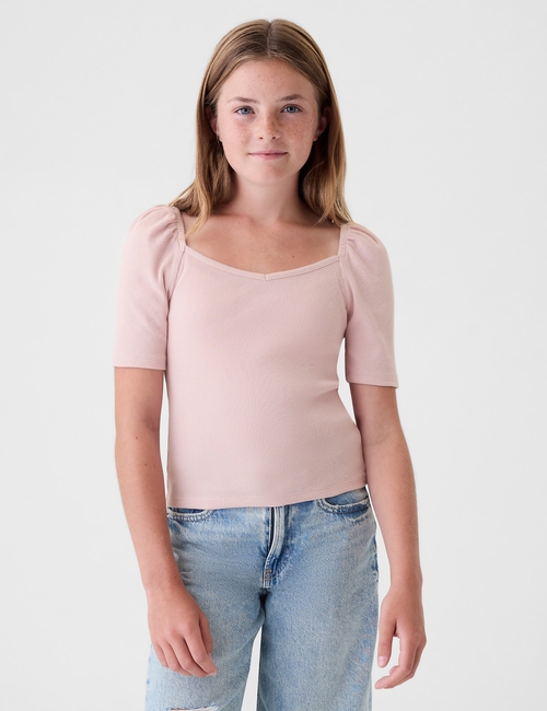 Kids Sweetheart Puff Sleeve Top