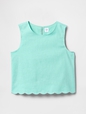 Kids Linen-Cotton Scalloped Top