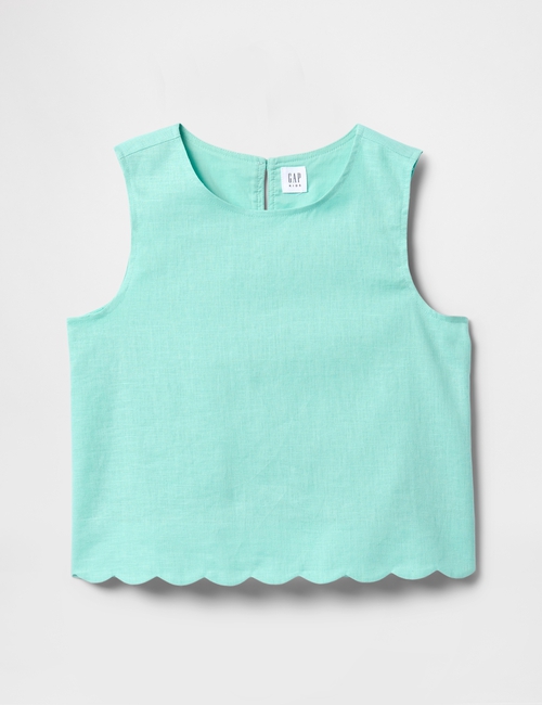 Kids Linen-Cotton Scalloped Top