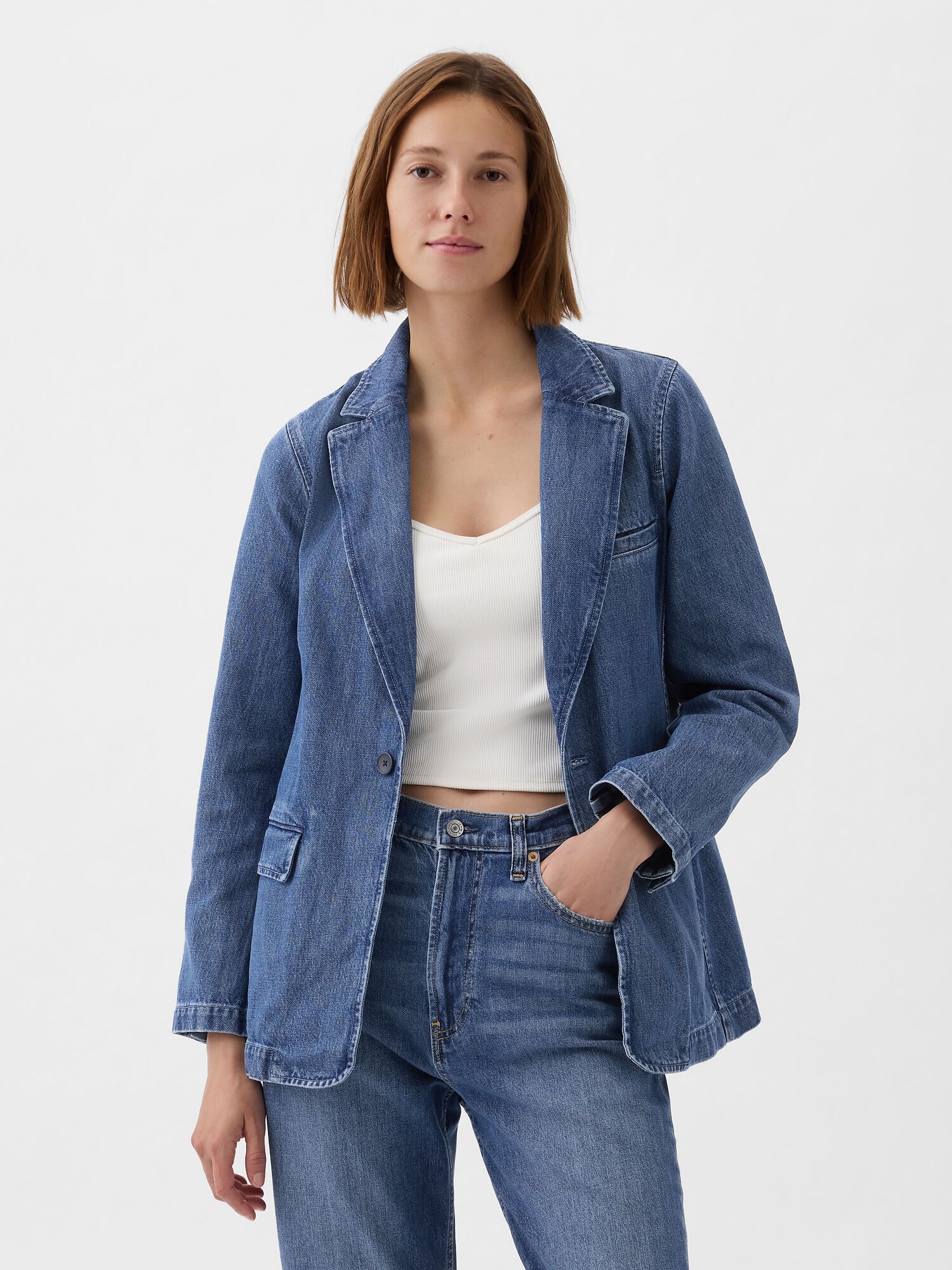 Ladies jeans blazer outlet