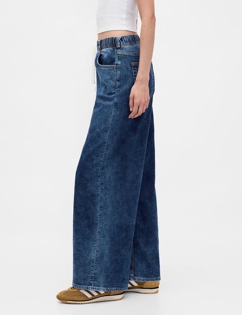 Mid Rise Knit Denim Baggy Jeans