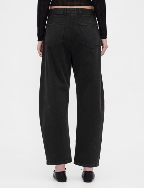 Mid Rise Twill Barrel Pants
