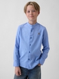 FRCH LS LINEN BAND COLLAR SHIRT