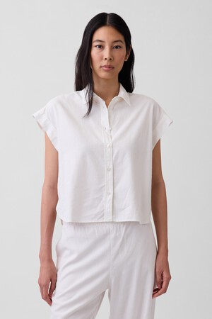 Linen-Blend Oversized Shirt