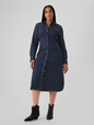 Western Pleated Denim Midi Dress