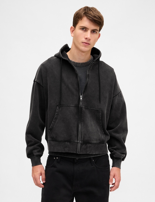 Heavyweight Oversized Crop Zip Hoodie