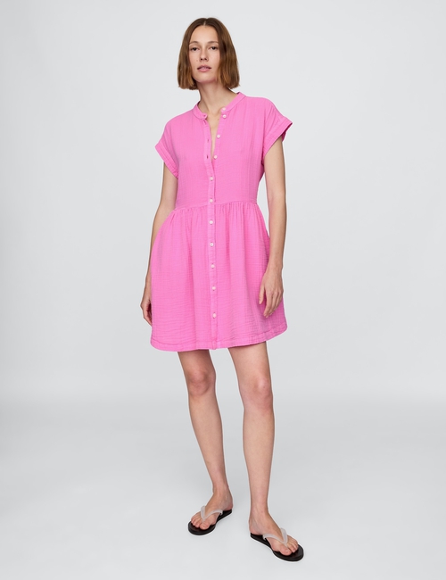 Cotton Gauze Mini Shirtdress