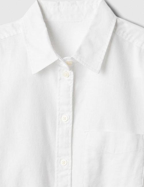 Cropped Linen-Blend Shirt