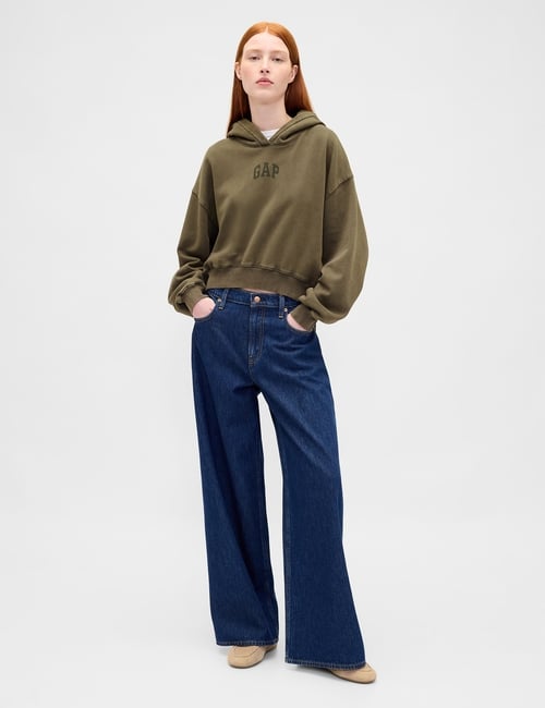 VintageSoft Crop Logo Hoodie