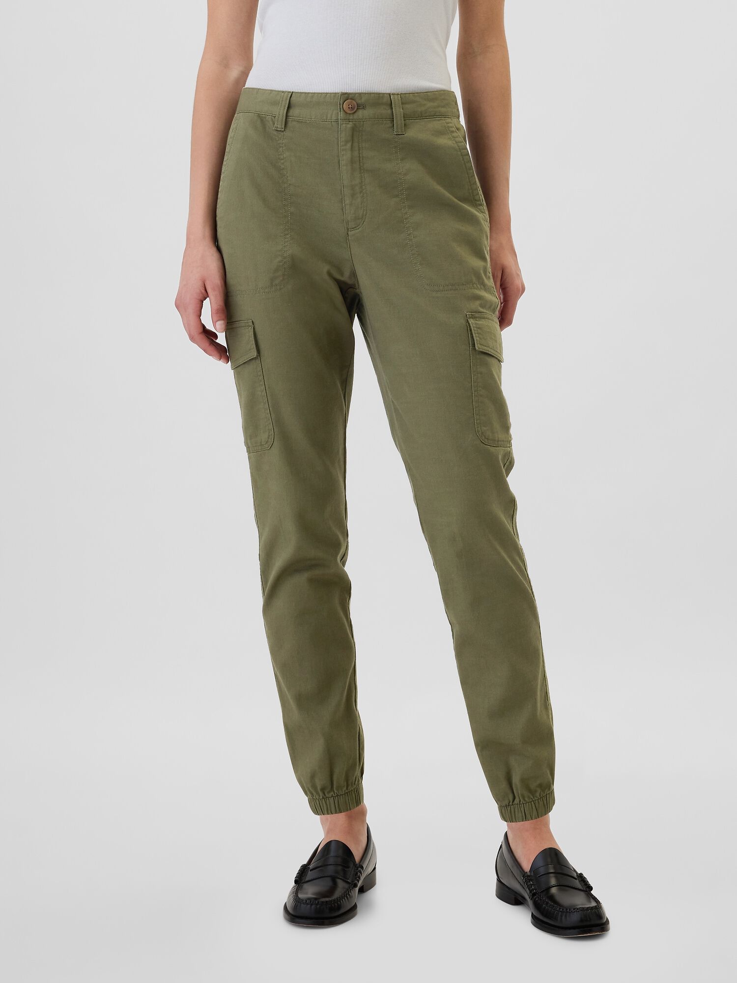 Shop Girlfriend Khaki Cargo Joggers for Women GAP UAE