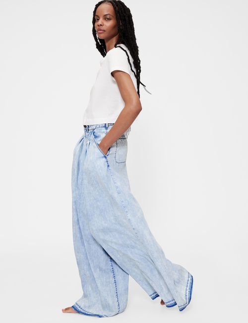 GapStudio High Rise Draped Denim Trousers