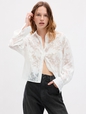 Sheer Floral Cropped Shirt