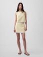 LACE TRIM MINI SKORT - LINEN