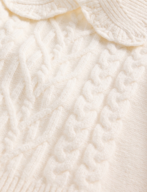 CASHSOFT COLLAR CABLE SWEATER