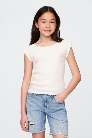 Kids Lace-Trim Pointelle T-Shirt