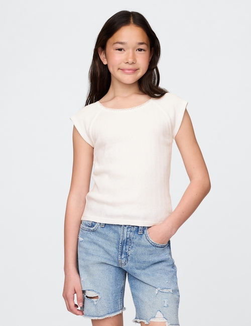 Kids Lace-Trim Pointelle T-Shirt