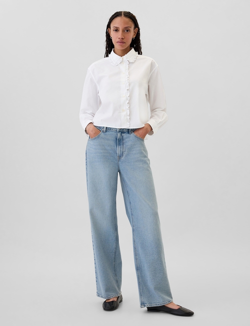 Classic Cropped Poplin Ruffle Shirt