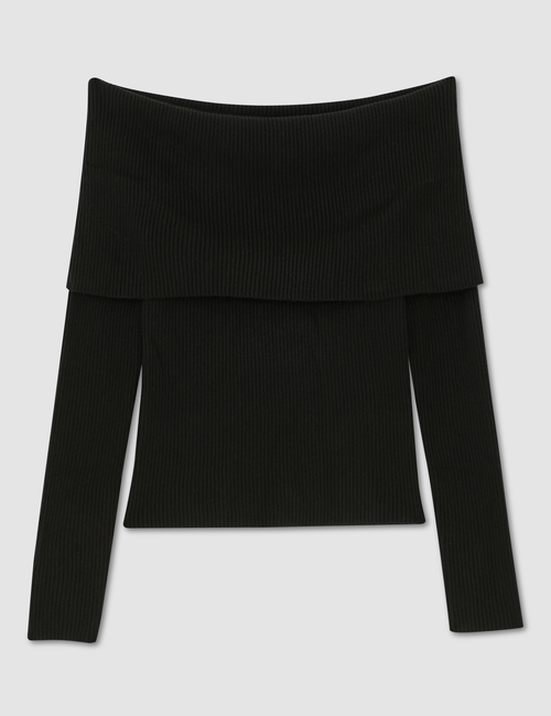 CashSoft Ribbed Off-Shoulder Sweater Top
