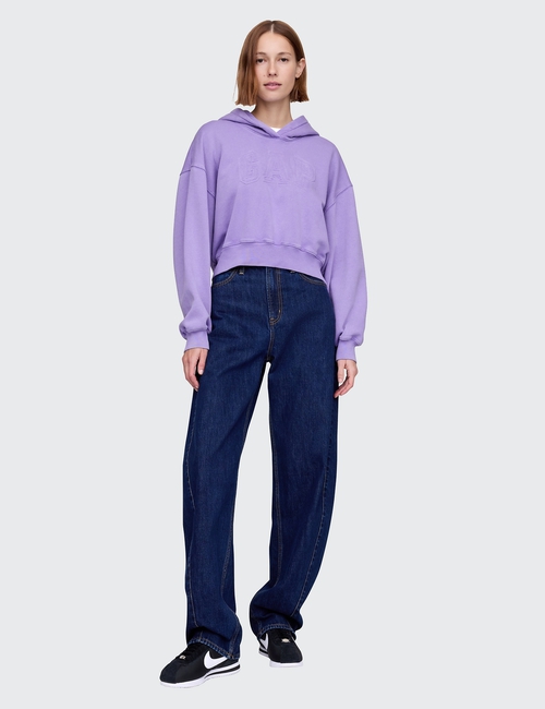 VintageSoft Cropped Logo Hoodie