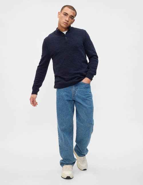 Mockneck Henley Sweater