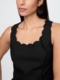 Linen-Blend Scalloped Cropped Top
