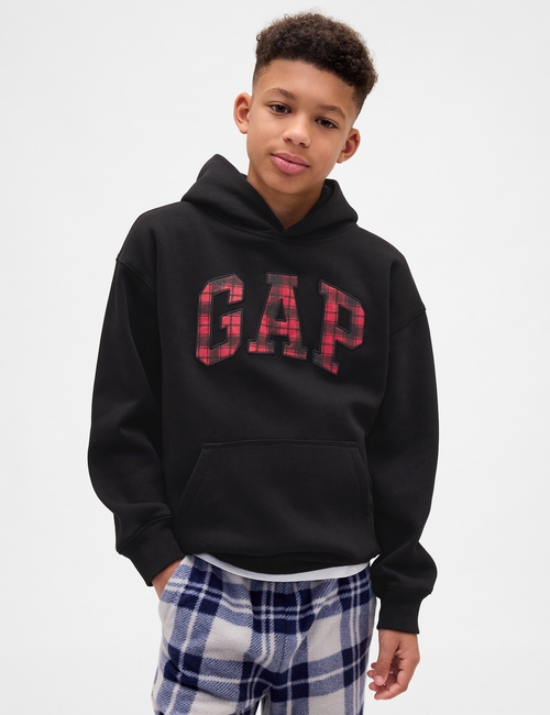 Kids VintageSoft Relaxed Plaid Logo Hoodie