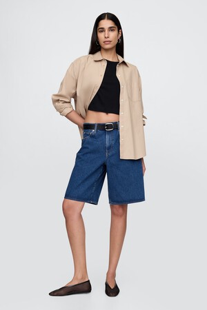 11" Mid Rise Longline Denim Shorts