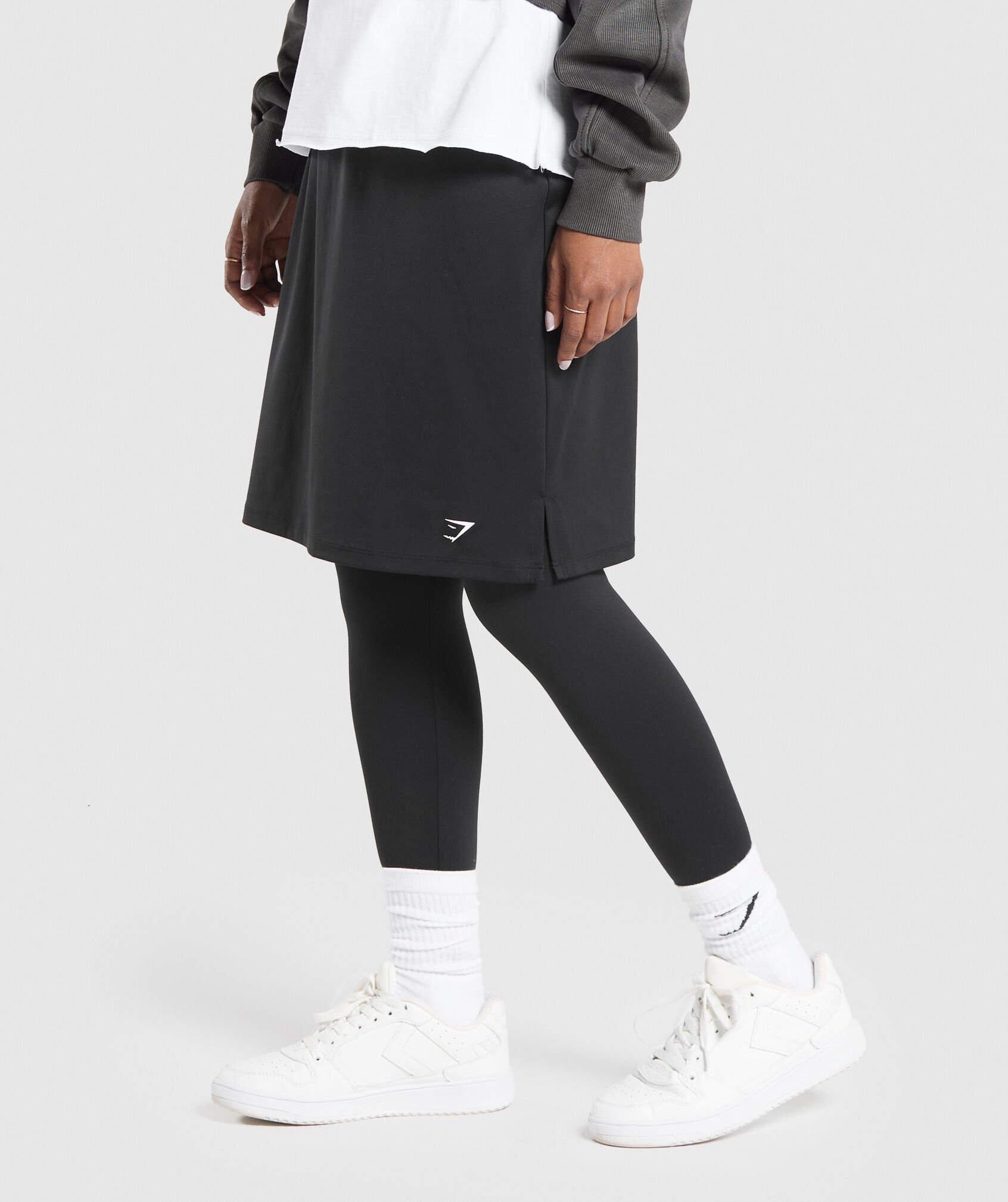 Shop 2 In 1 High Waisted Skirt Leggings Black - Gymshark Oman