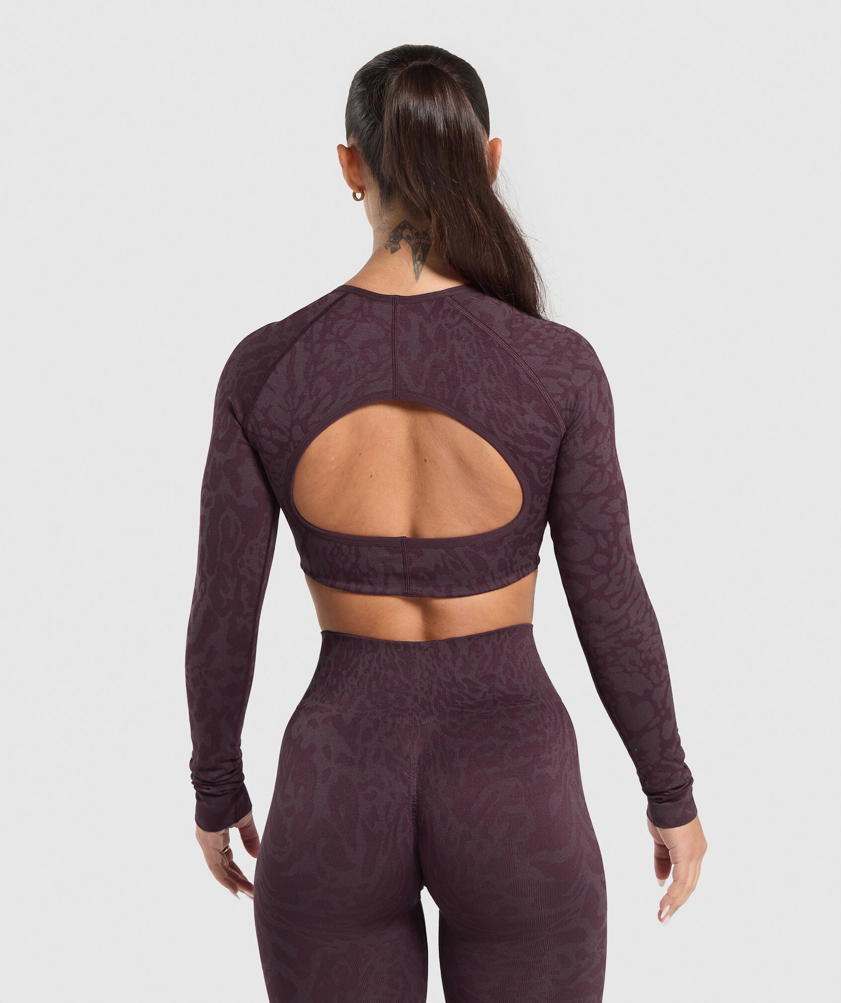 Shop Adapt Safari Long Sleeve Crop Top Depth Purple/ Greyed Purple
