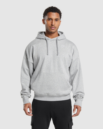 Crest Oversized Hoodie:Light Grey Marl:XS