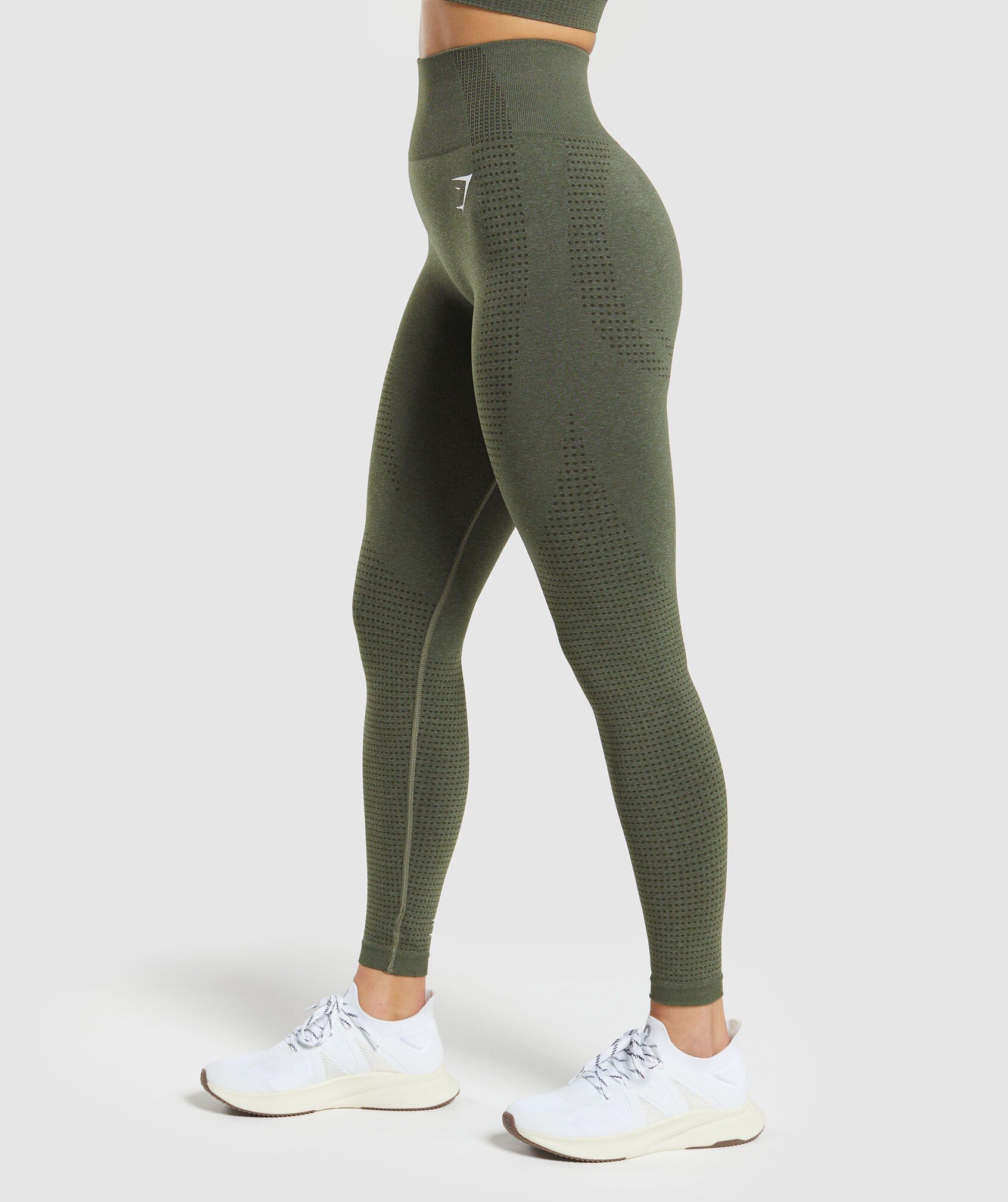 Shop Vital Seamless 2.0 Leggings Base Green Marl Gymshark Bahrain