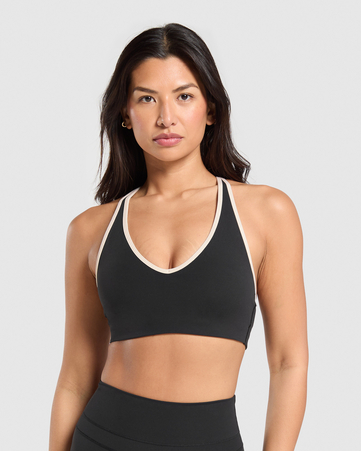 Contrast Trim Halter Neck Sports Bra