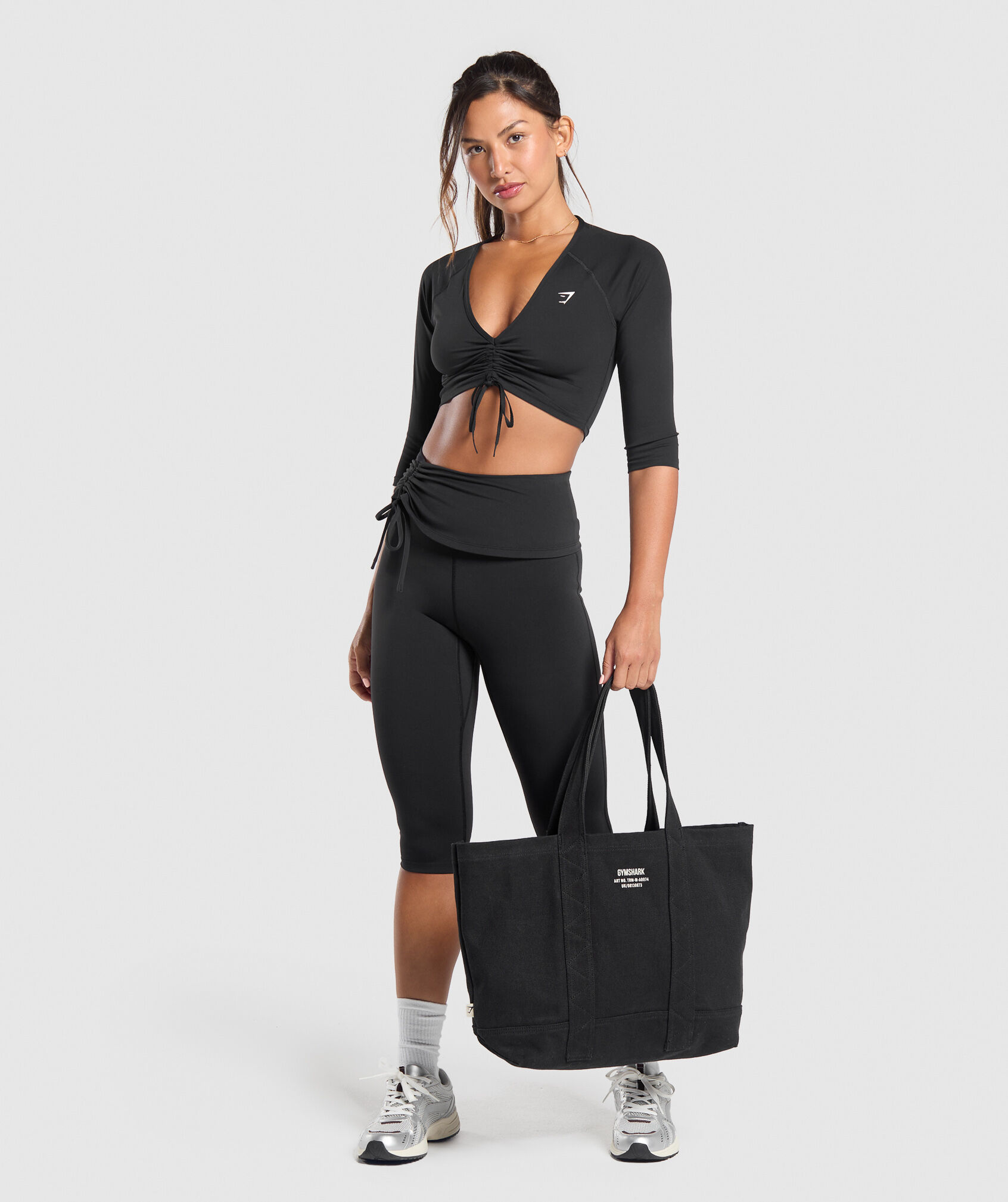 Shop Ruched Capri Leggings BLACK Gymshark Oman