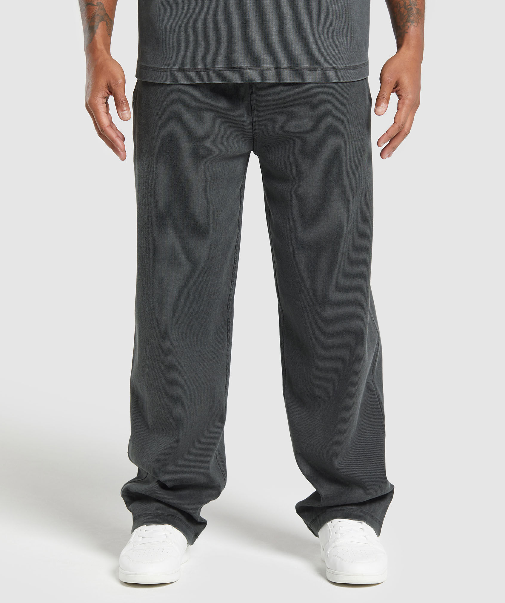 Shop Heavyweight Ribbed Joggers Asphalt Grey Pigment Garment Gymshark Oman
