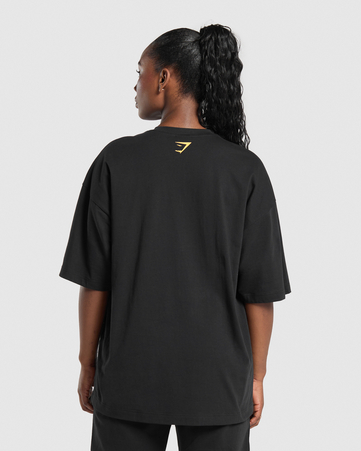 Block Overlay Oversized Graphic Baggy Tee