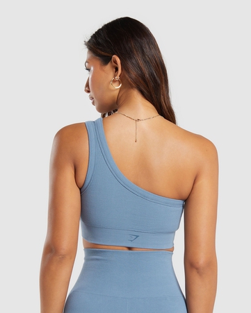 Ribbed Cotton Seamless One Shoulder  Bra