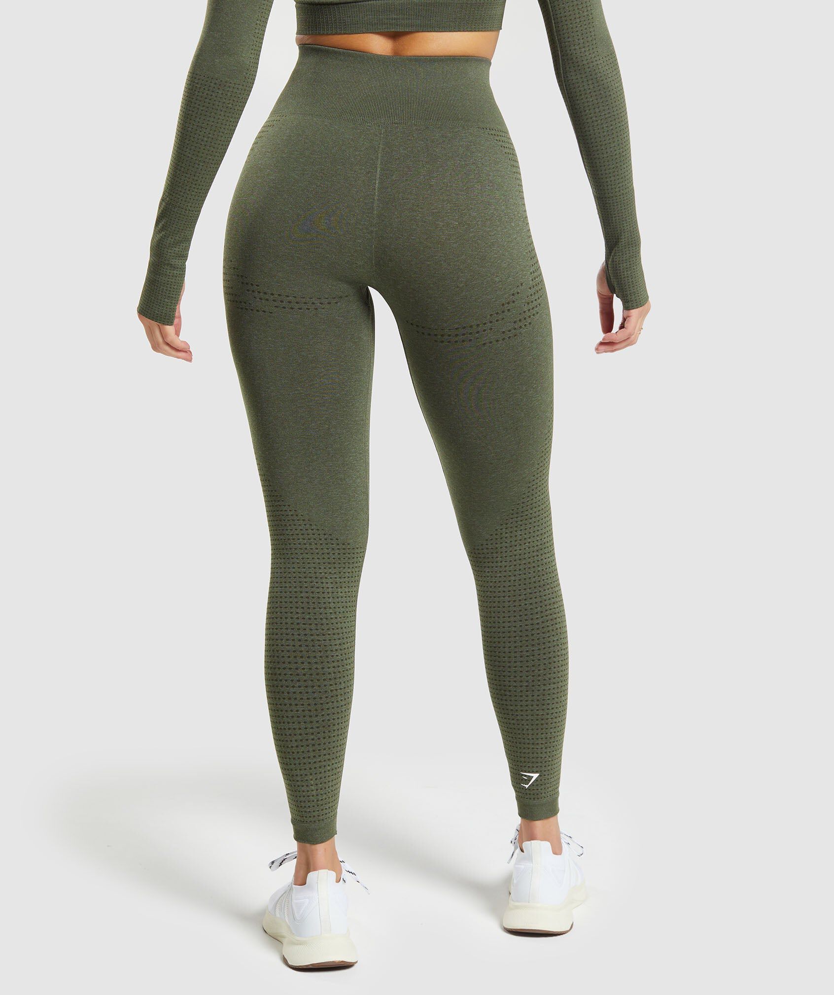 Shop Vital Seamless 2.0 Leggings Base Green Marl Gymshark Bahrain